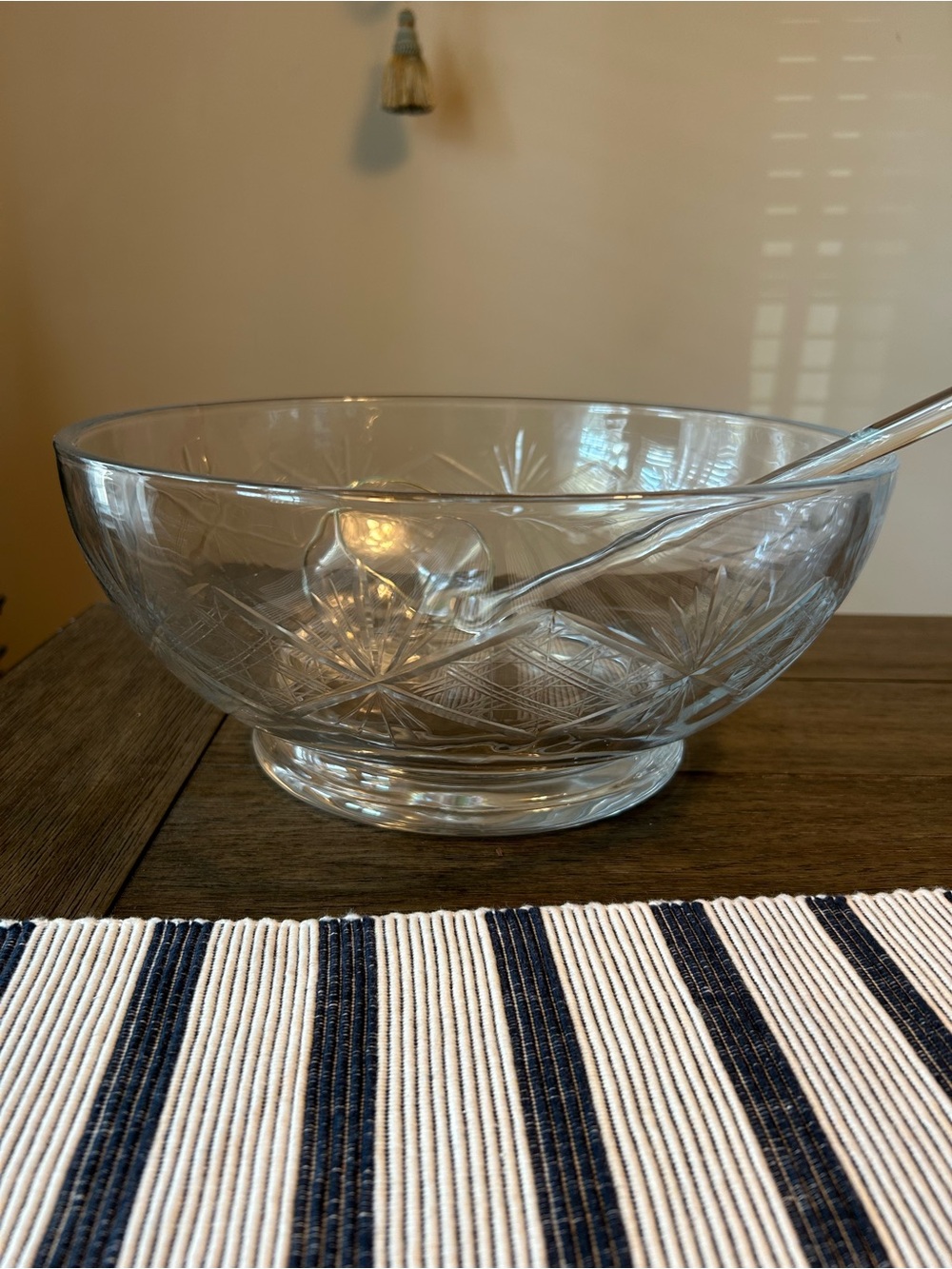 Pottery Barn Antique Cut Glass Punch Bowl Set